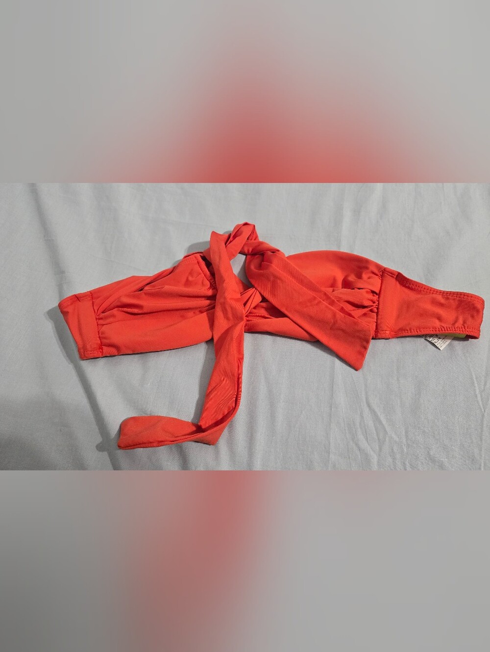 Gianni Bini Orange Bandeau Bikini Top M Cross Front Halter Swimwear Ruched Mediu